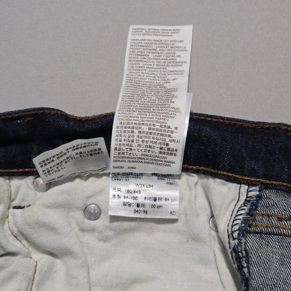 Levi 559 Jeans Mens 33x34 Dark Wash Relaxed Straight Zip Fly Denim - Picture 9 of 11
